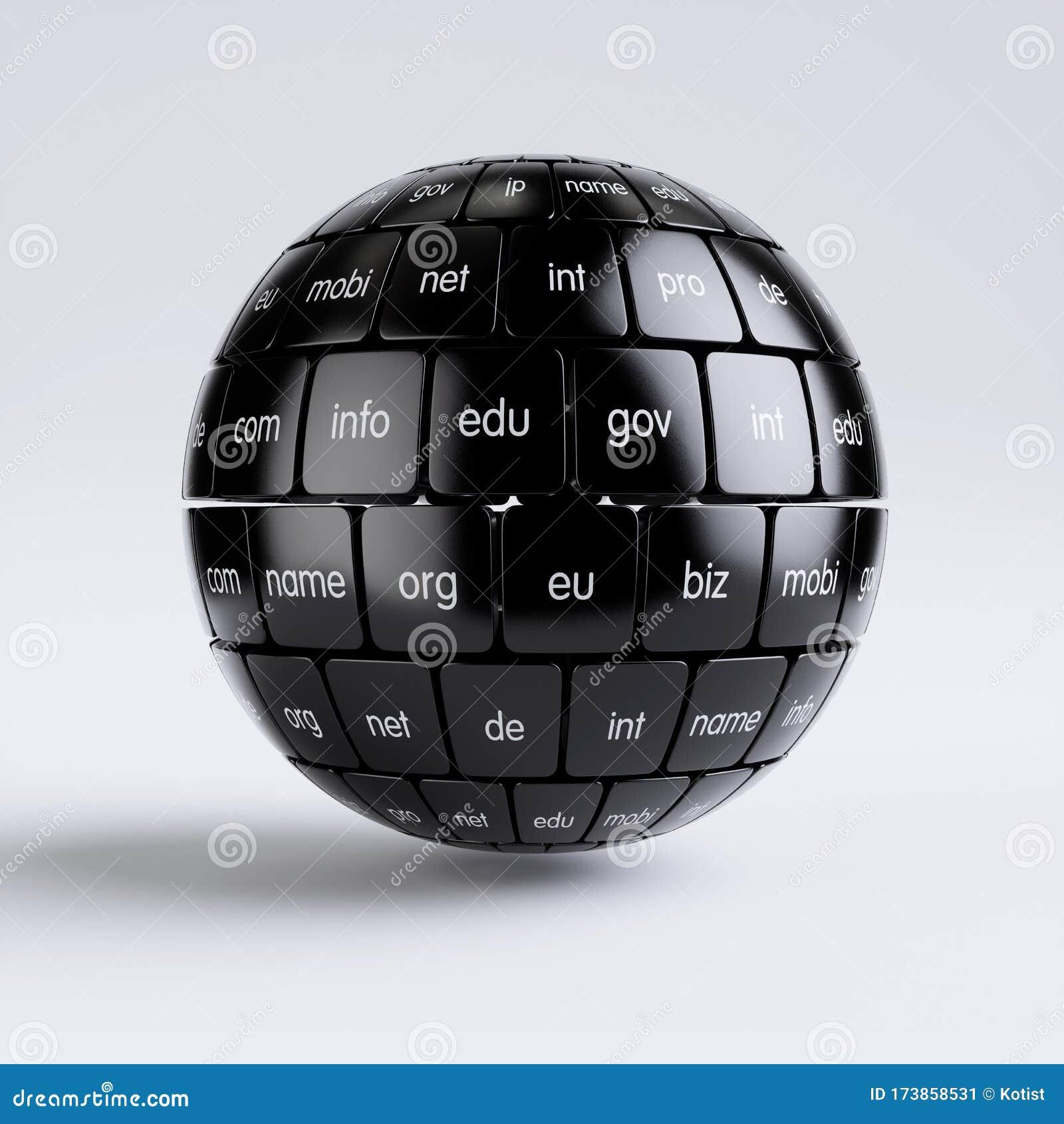 View of Group Black Cubes in the Sphere Spape Domain Names Stock ...